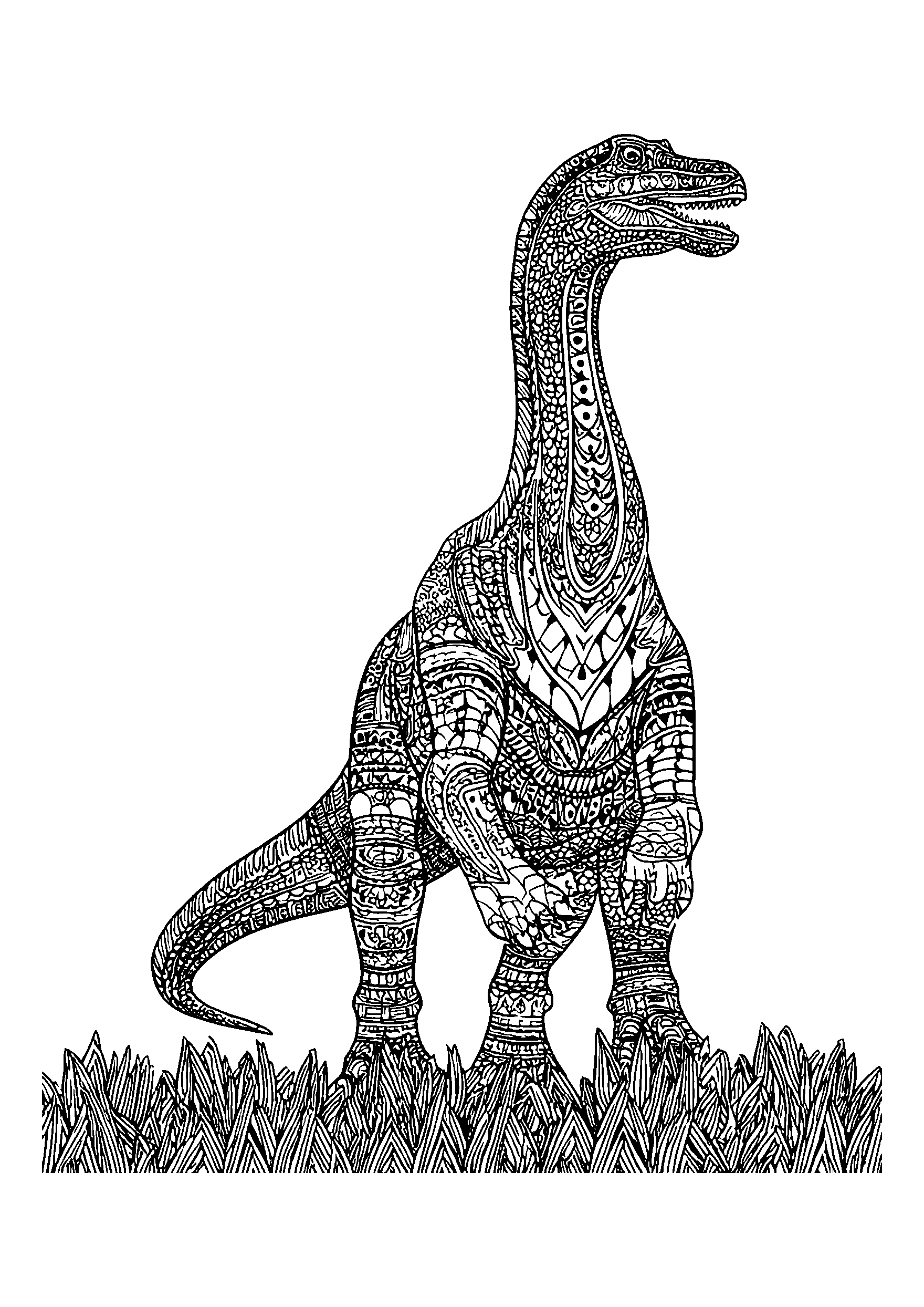 Ausmalbild Allosaurus Standing Proudly on a Hilltop