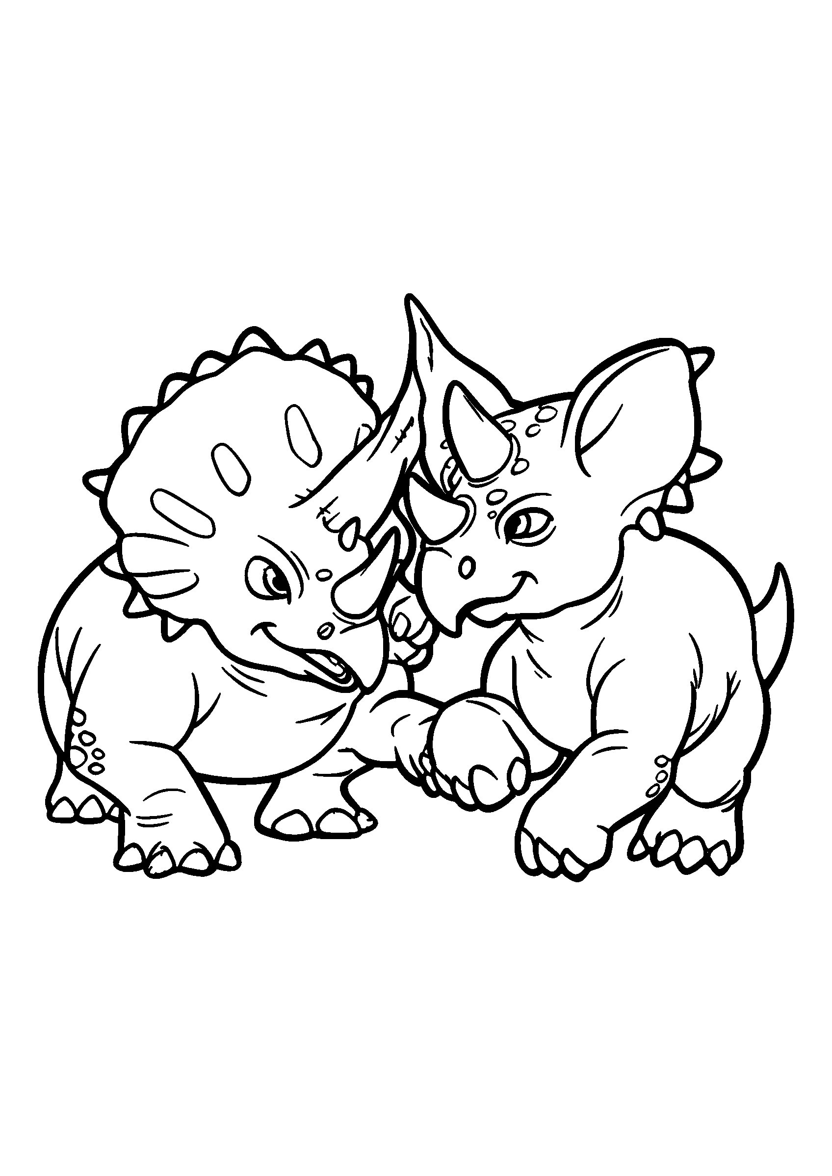 Ausmalbild Ceratopsians Involved in a Friendly Tussle