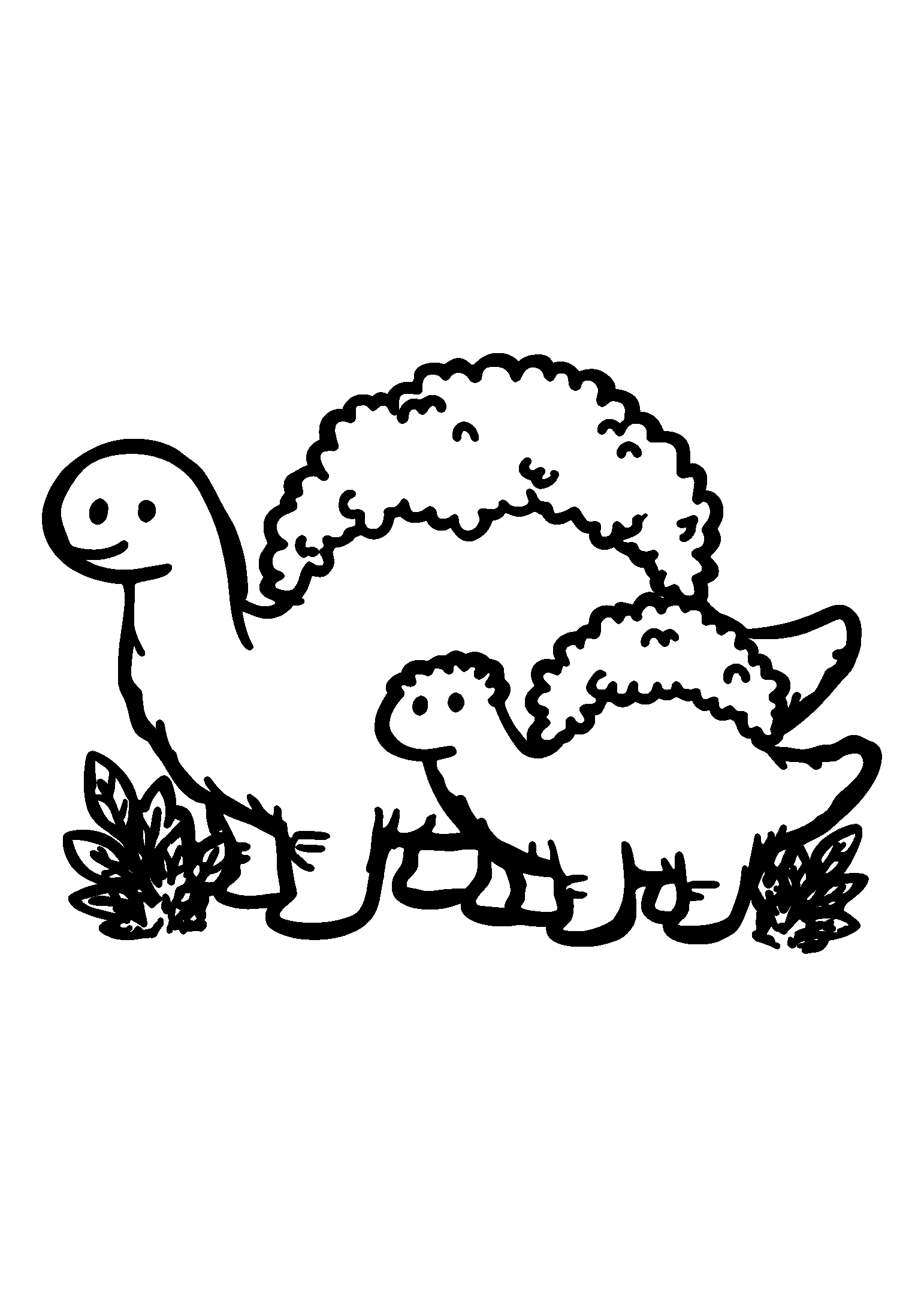 Ausmalbild Moss-covered Dinosaurs Blending in with the Environment